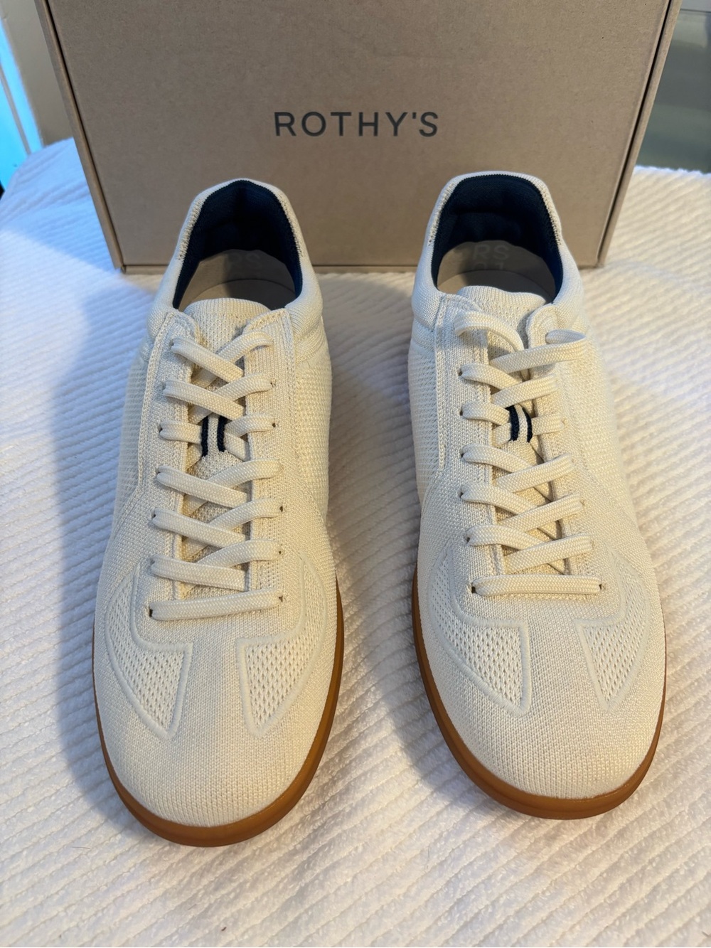 Rothy's Cream Knit Sneakers with Gum Soles